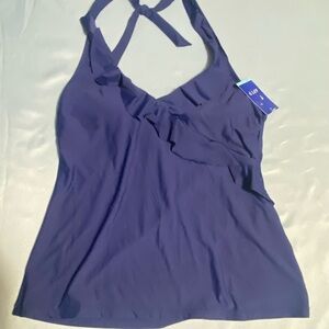 Apt. 9 Blue Ruffled Tie Front Swim Tank